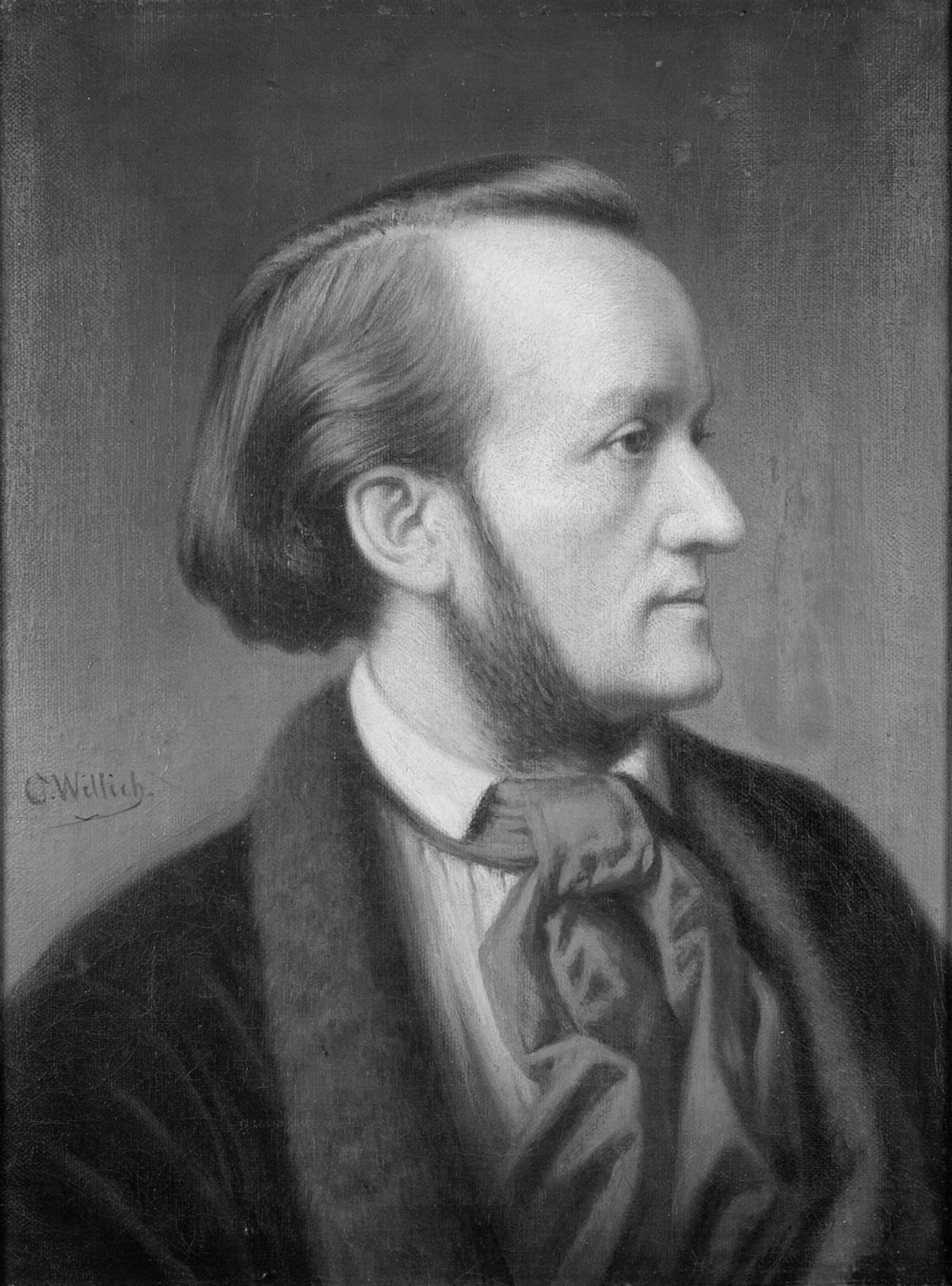 Richard Wagner, Porträt von Cäsar Willich, 1862, gemeinfrei